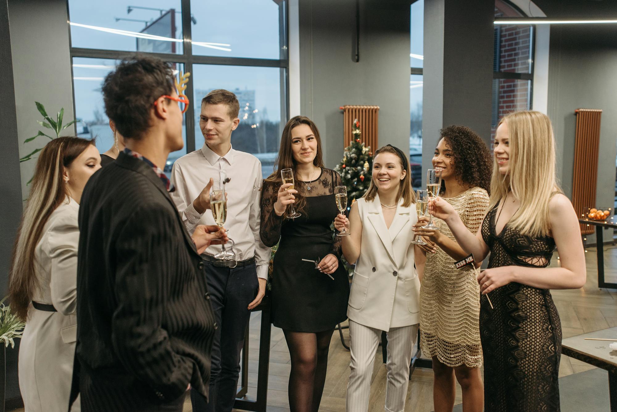 Friends celebrating at an indoor party