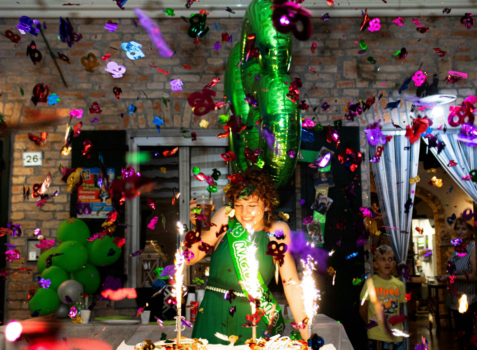 Sparklers and confetti at a private celebration